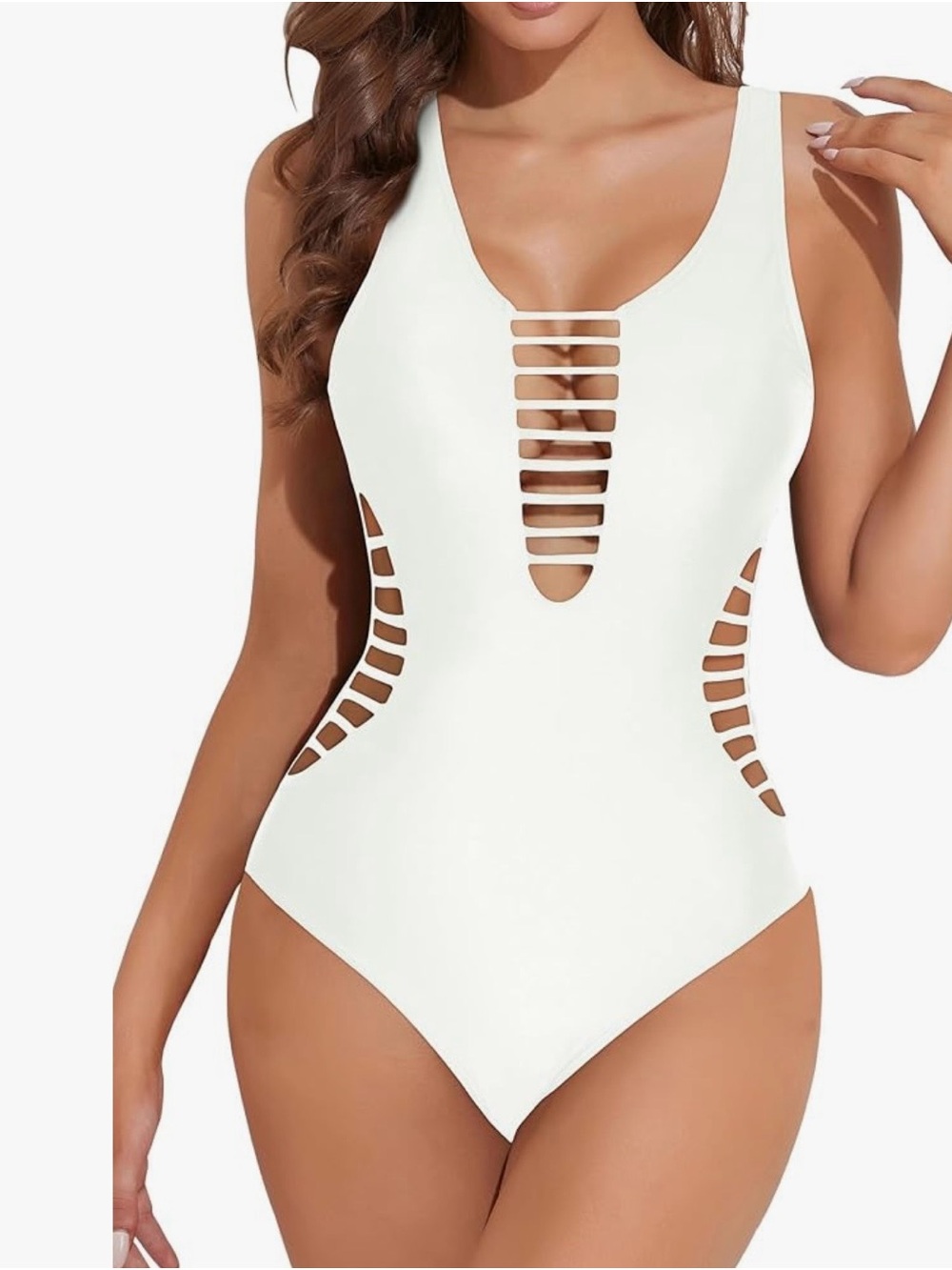 White Strappy Cutout One-Piece Swimsuit - Women's Swim NWT